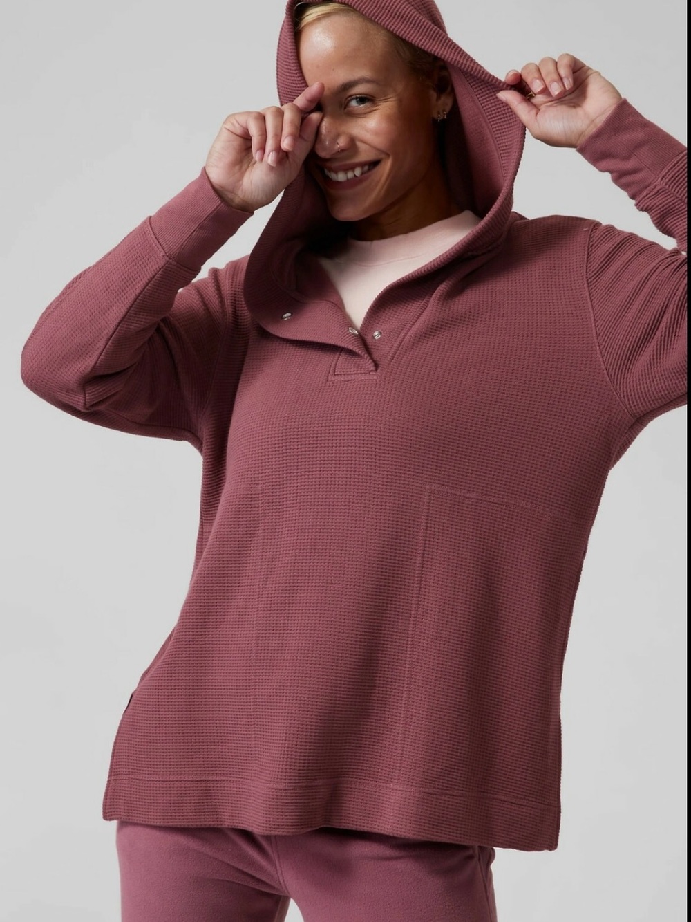 Athleta Rosewood Hooded Knit Pullover